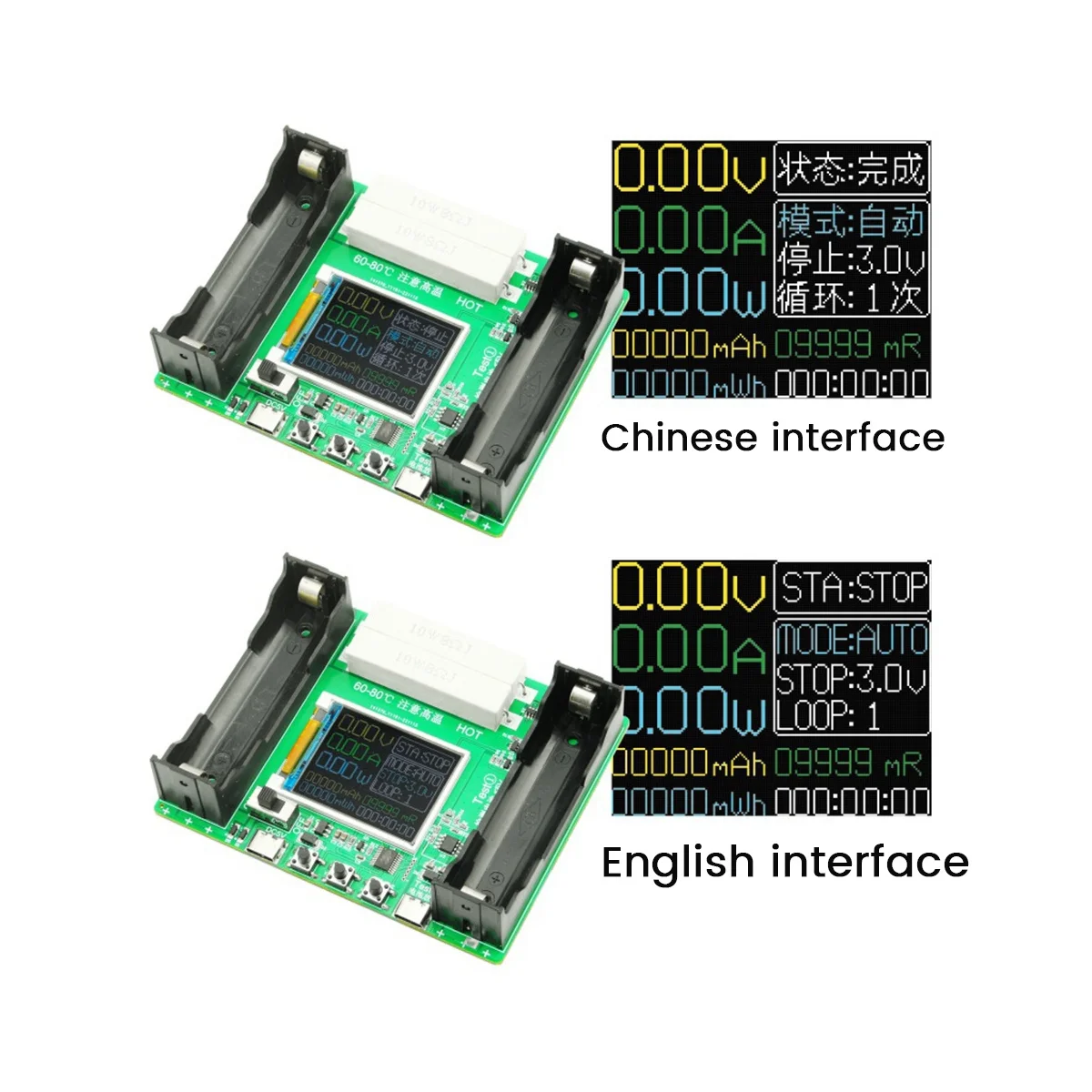18650 Lithium Battery Capacity Tester Module MAh MWh Type C Digital Battery Power Detector Module 18650 Battery Tester