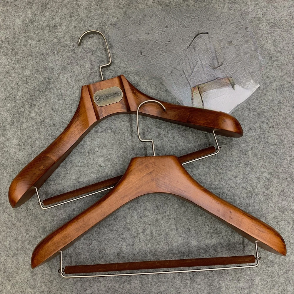 Wide-Shoulder Beech Suit Hanger Suit Clothes Hanger Thick Solid Wood Clothes Hanger