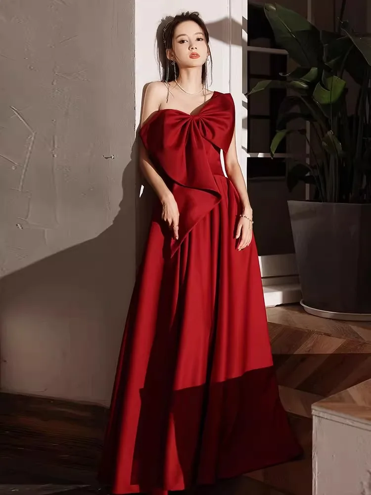 

Wine Red Morning Robe Wedding Dr Ele Engagement Evening Gown Student aduation Adult Ceremony Cotail Par Dr