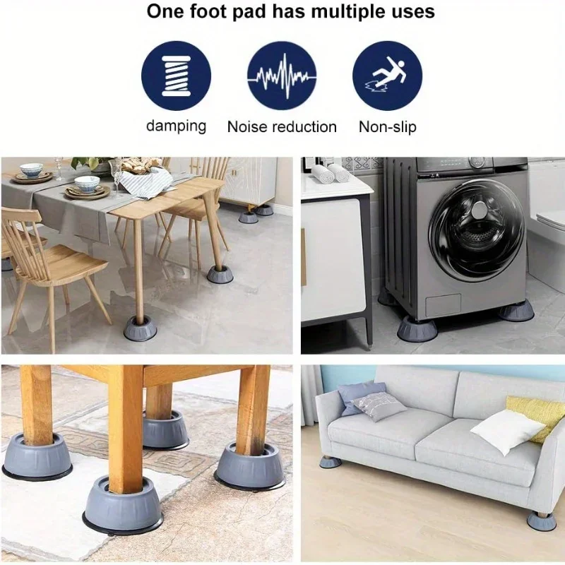 8pcs/4pcs Washing Machine Anti-Vibration Pads, Base Lifters, Moisture-Proof Refrigerator Feet, Shock Absorption Covers