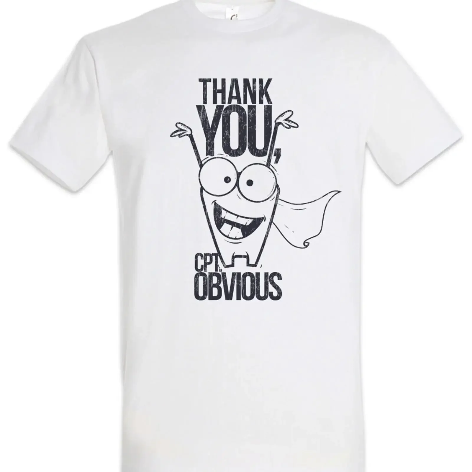 Thank You Captain Obvious T Shirt Fun Geek Nerd Computer Scientist Coder Gamer vintage Washed Stretched Stylish
