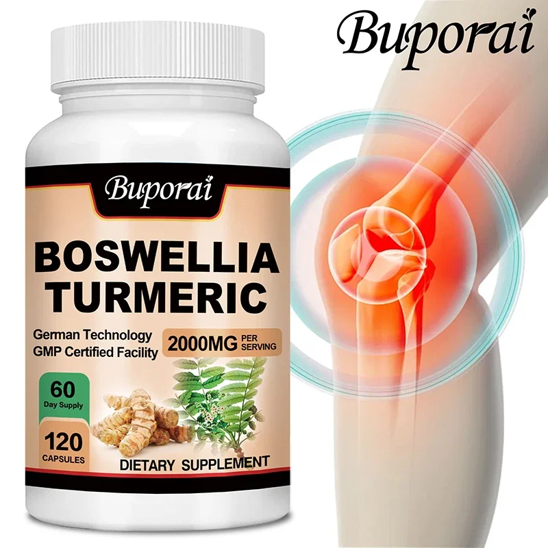 Boswellia suplemento para la salud de las articulaciones de la cúrcuma, antioxidante, ayuda con la incomodidad de la espalda, las rodillas y las manos