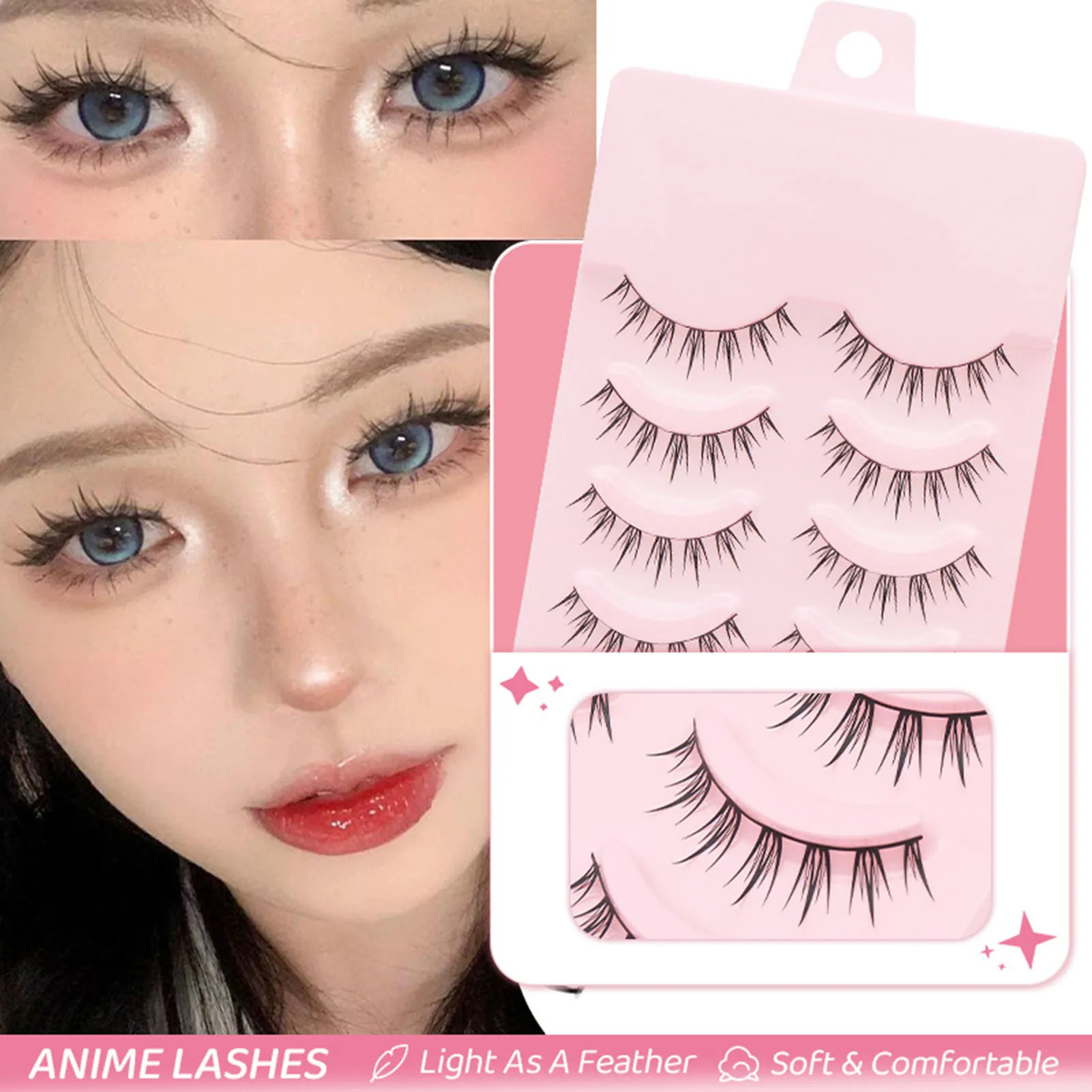 10/5 paia ciglia finte naturali sottili strisce incrociate ciglia manga anime ciglia finte strumento di trucco cosplay