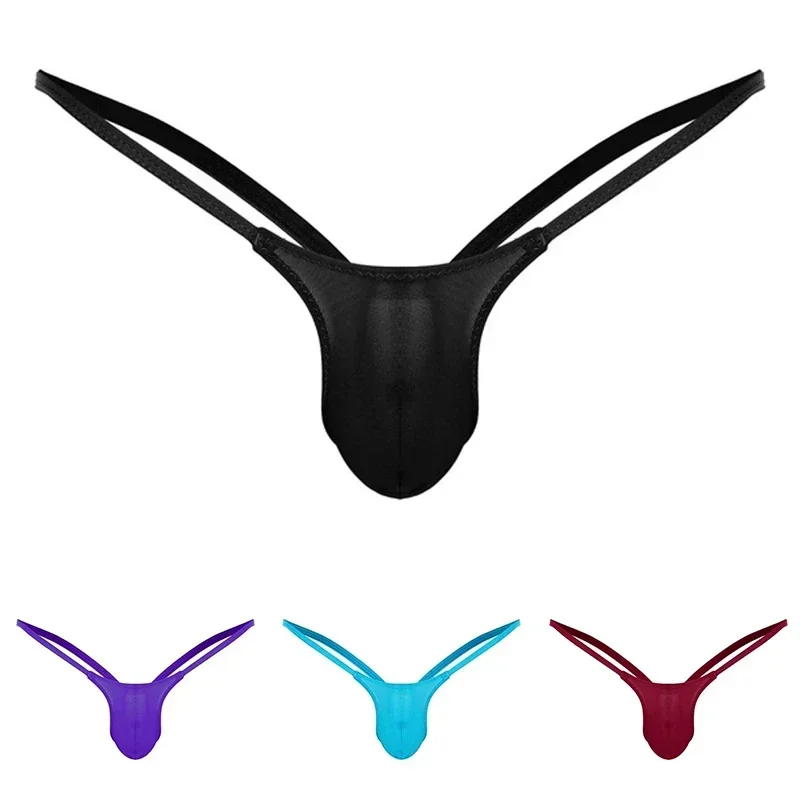 Tangas sexys para hombre, ropa interior con correa de Color sólido, calzoncillos ultrafinos de tiro bajo con bolsa para bulto, bragas transpirables