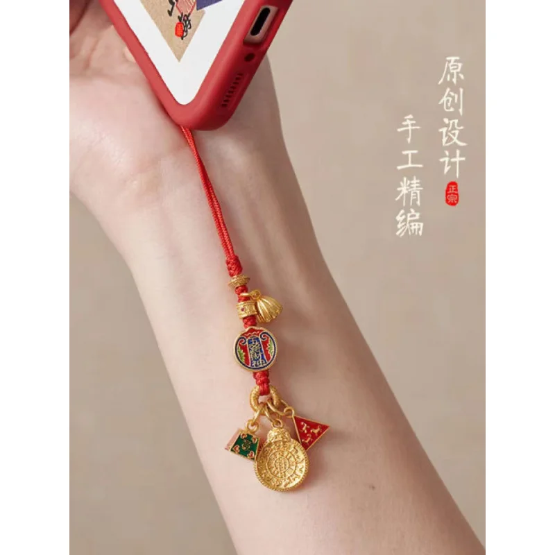 Alluvial Gold Sanhe Zodiac Phone Chain Pendant Dragon Rabbit Birth Year Five Gods Of Wealth Safe Mobile Phone Orname Safe Chamrs