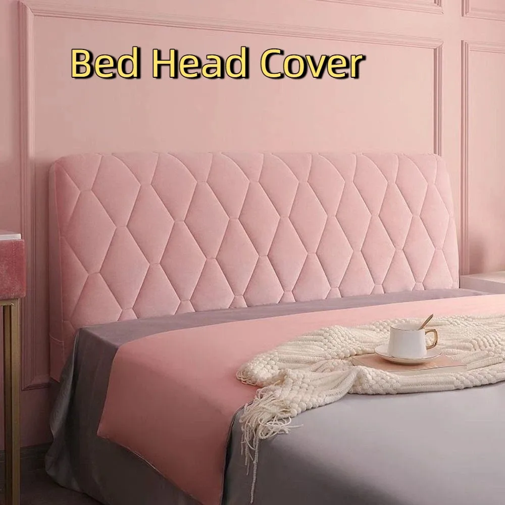 غطاء رأس سرير مبطن مخملي بلون سادة، غطاء رأس سميك شامل مقاوم للغبار، غطاء حماية خلفي ناعم للسرير #3