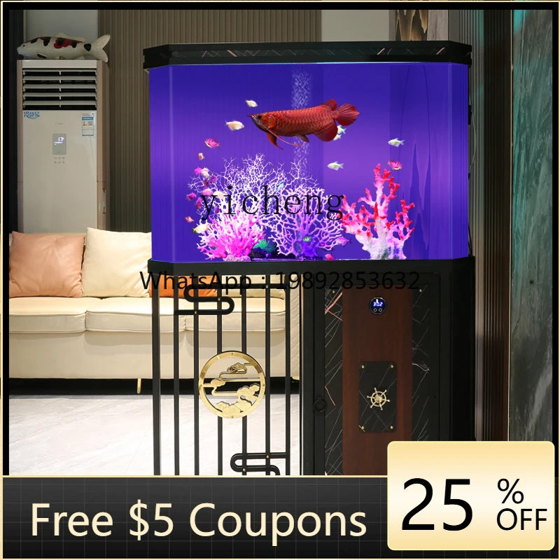 

1ZYY new acrylic medium and large living room fish tank screen against the wall water ecological fish tank