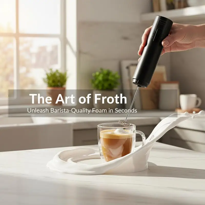 Wireless Electric Milk Frother Dustproof Cover One Button Operation Fast Foaming for Daily Coffee Making Home Use