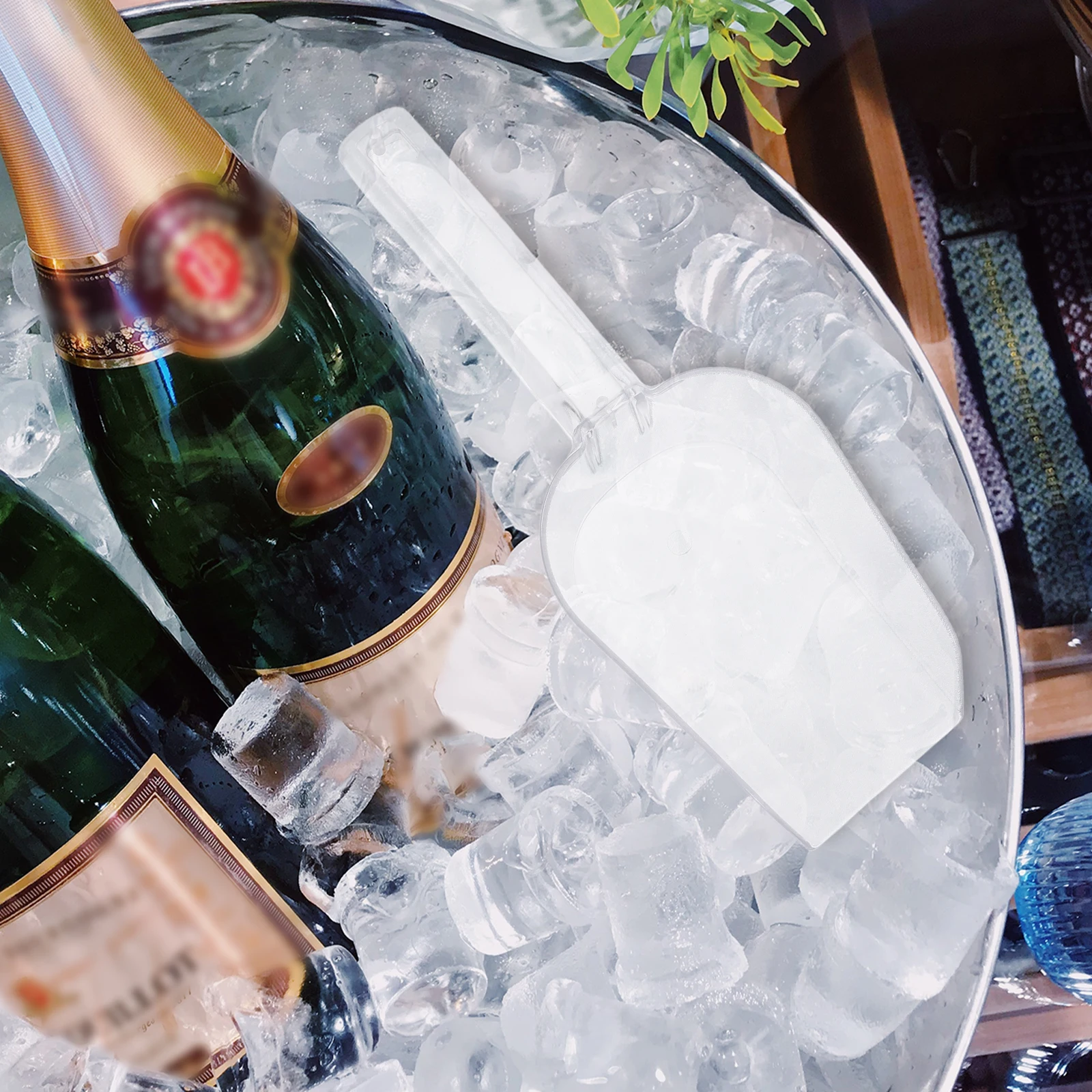 

Plastic Transparent Ice Shovel Food Scoop Ergonomic Handle for Kitchen Bar Household Multi Use Rice Flour Candy Ice Cube