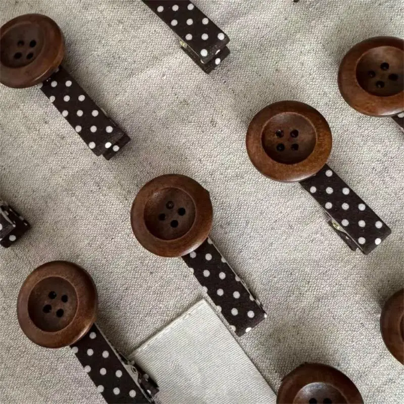31BB Fabric Top Hair Barrettes, 5 Piece Button Set for Styling