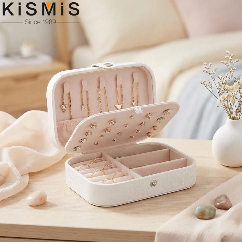 

Leather Jewelry Box PU Leather Earring Display Case Travel Jewelry Storage Organizer Gift for Earrings Rings Necklaces