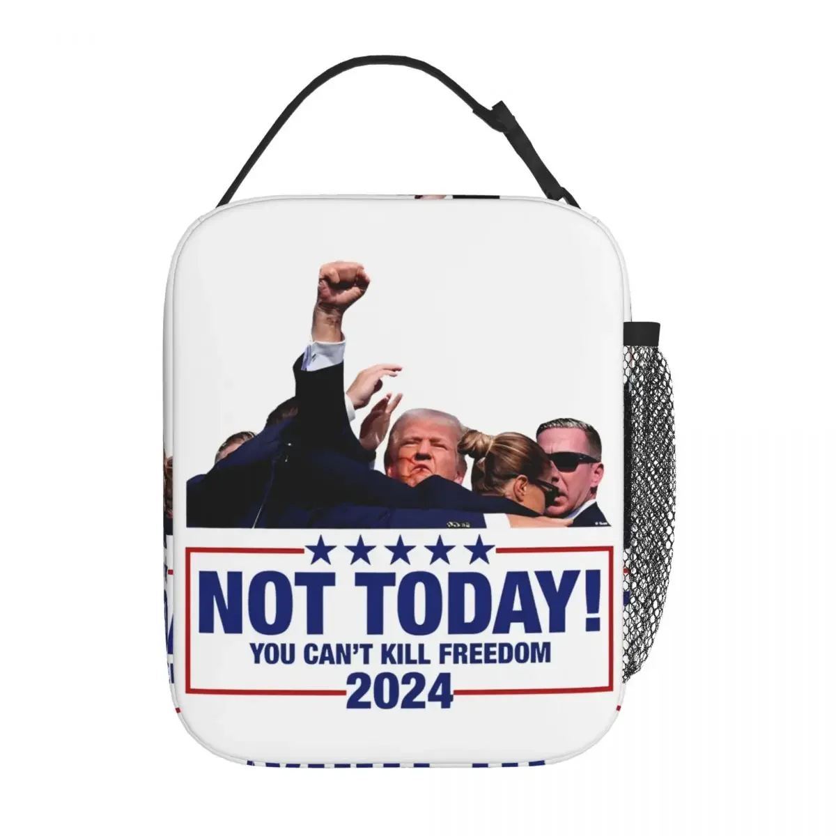 Not Today Trump Shooting Insulated Lunch Bag Trump Assassination Fight For America Food Container Bags Thermal Lunch Boxes