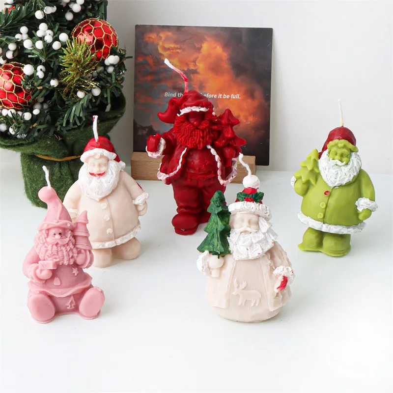 

New Christmas Father Christmas Silicone Candle Mold 3D Human Aroma Plaster Resin Home Decoration Making Supplies