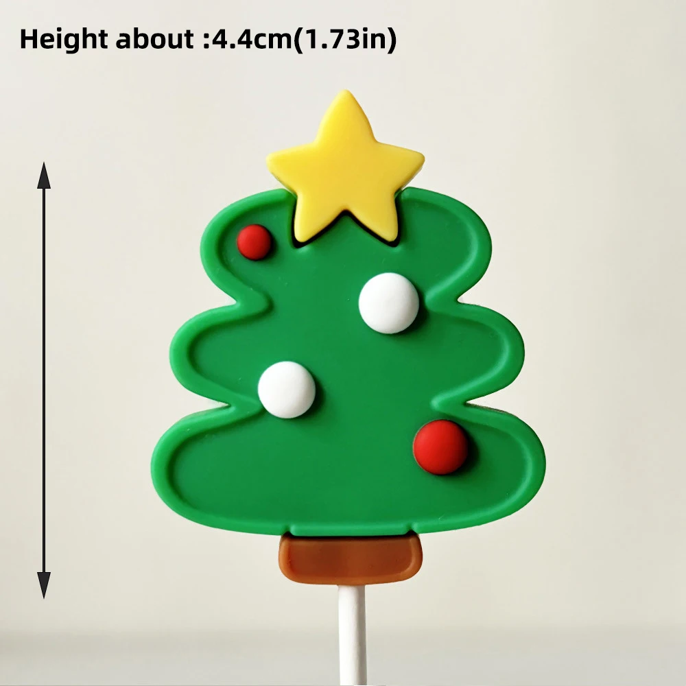 Neue Cupcake-Dekoration für Weihnachtskuchen, weicher Gummi-Weihnachtsbaum, Weihnachtsmann, Schneemann für Neujahr 2025, Weihnachts-Kuchenaufsatz – Detail 11