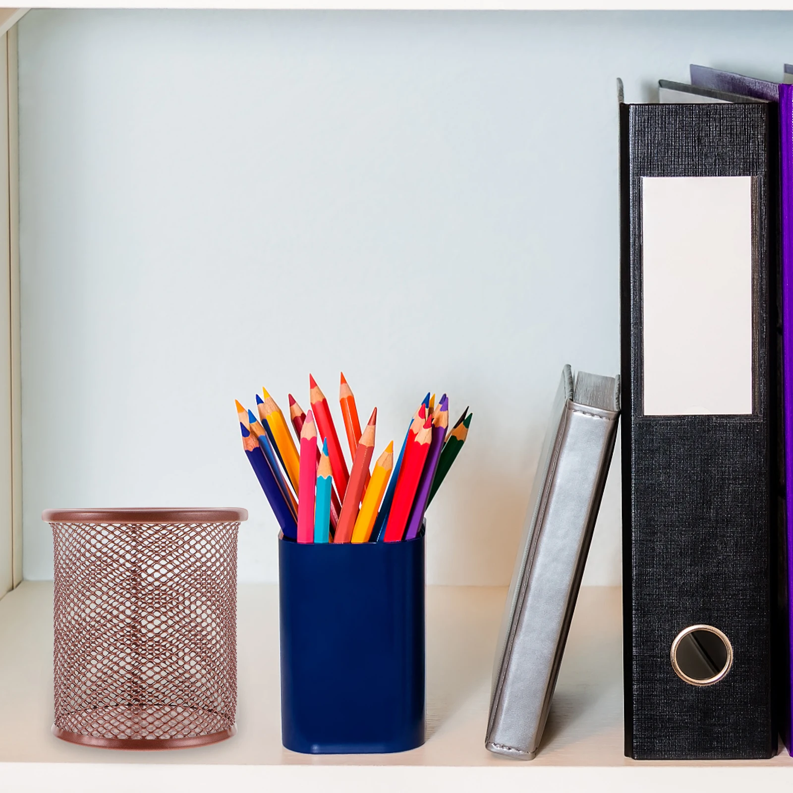 

2Pcs Pen Buckets Desktop Pen Holders Mesh Pencil Cup Organizer Office Supply Storage for Desk Turntable Organizer