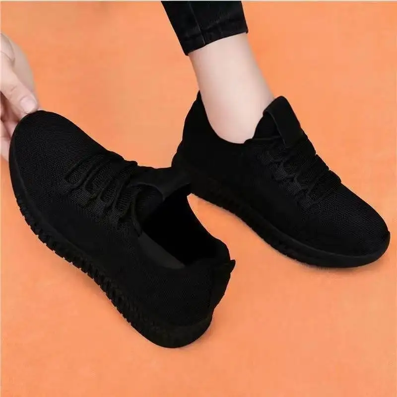 Pure Black Kitchen Work Shoes Anti-Slip Soft Bottom Old Beijing Cloth Shoes Women Casual Single Shoes Spring New Style