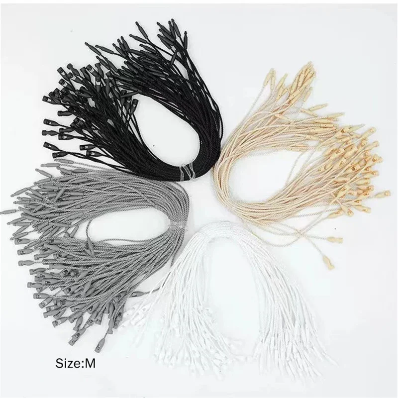 100/300/500 szt. Przywieszka odzieżowa lina czarny/biały/beżowy sznurki poliester wiszące tabletki dla majsterkowiczów metki z cenami liny karty podarunkowe elementy złączne