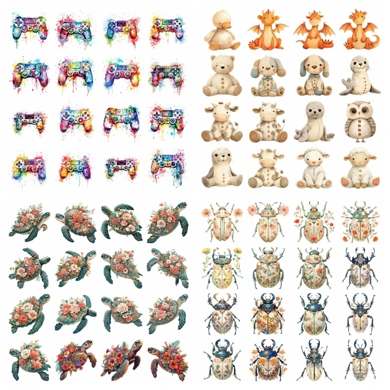Game mecha insect turtle animal Set transfer iron on printing vinyl stickers T-shirt stickers DIY Toy doll clothing decoration