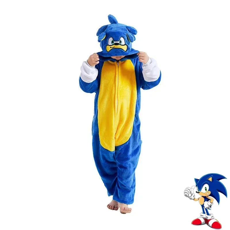 Sonic The Hedgehog Baby Rompers Winter Costume Flannel for Girls Boys Toddler Infant Clothes Kids Newborn Baby Pajamas Clothes