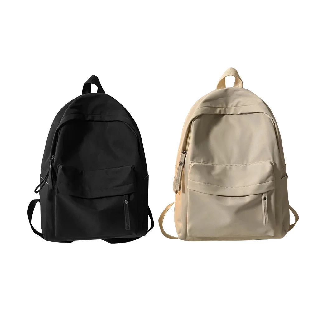 Nylon Backpack Solid Color Large Capacity Cute Laptop Tablets Shoulder Bag Teens Schoolbag Camping Female Gifts