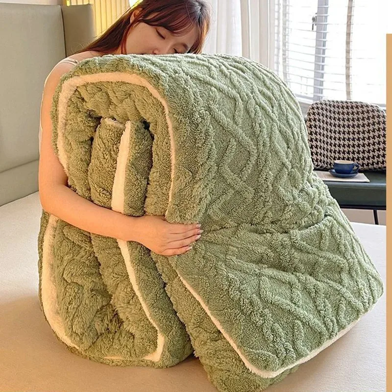 Téli Paplan pléd Dublőz sided Bársoly Bárány Kasmír Dublőz Ágy quilts Király Dáma Hiánytalan méret Ágy Paplan Vastagodik Dudli Csutka