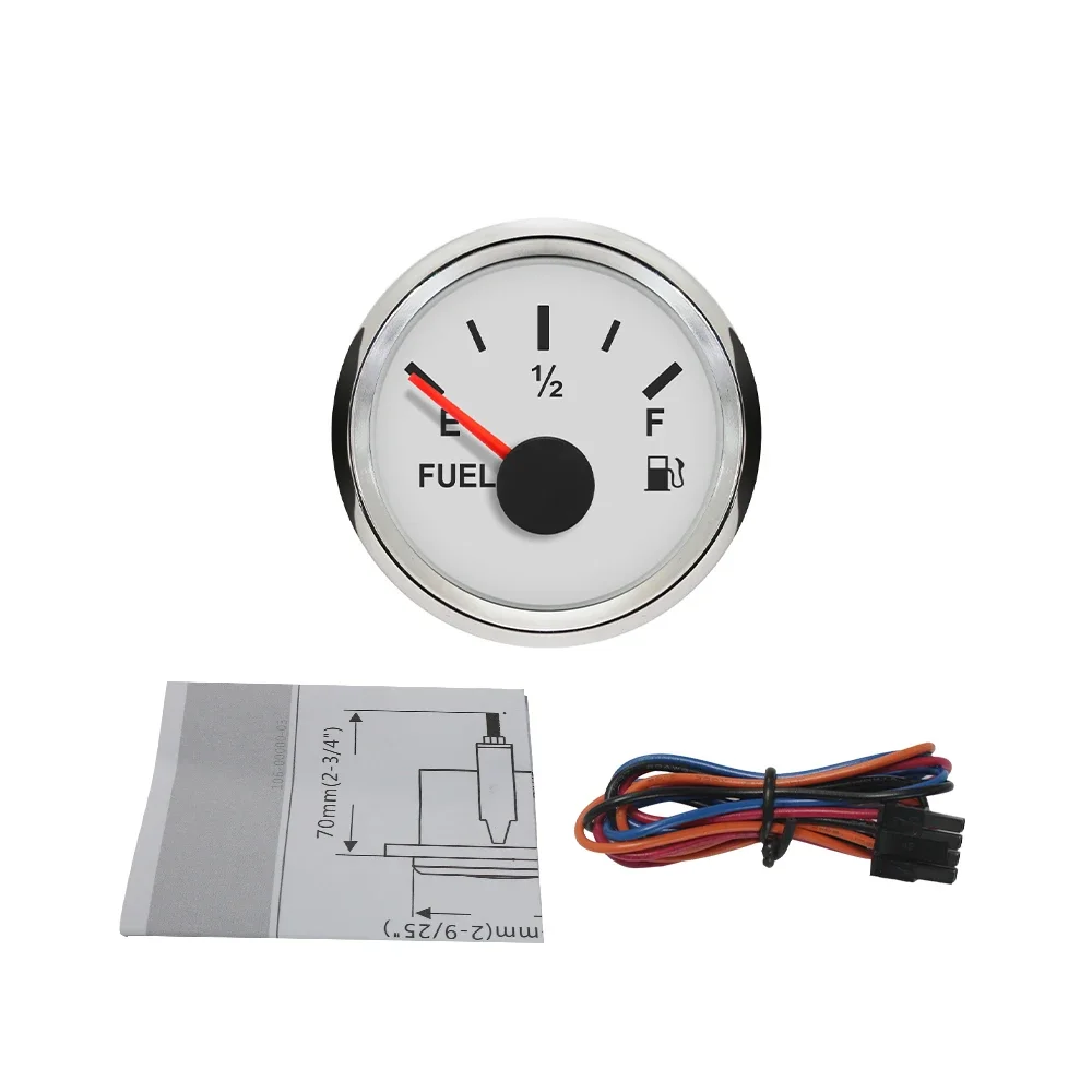 ELING Universal 52mm Fuel Level Gauge Meter 0-90ohm Signal Waterproof And Dustproof Gauge stainless for Car Truck Boat view 6