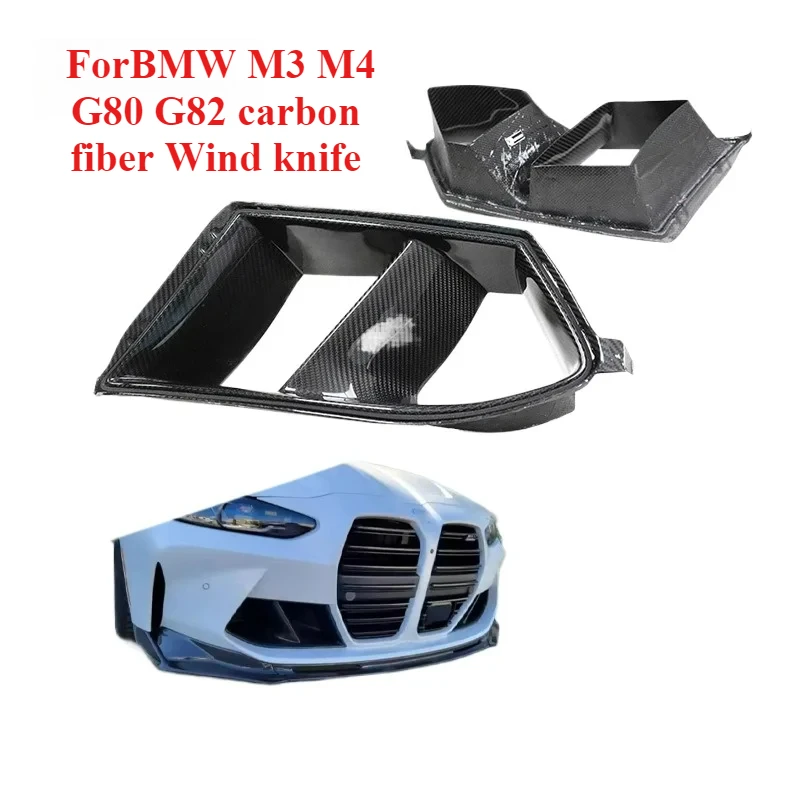 

Zero Defects ForBMW M3 M4 G80 G82 Dry Carbon Fiber Front Bumper Wind Knife