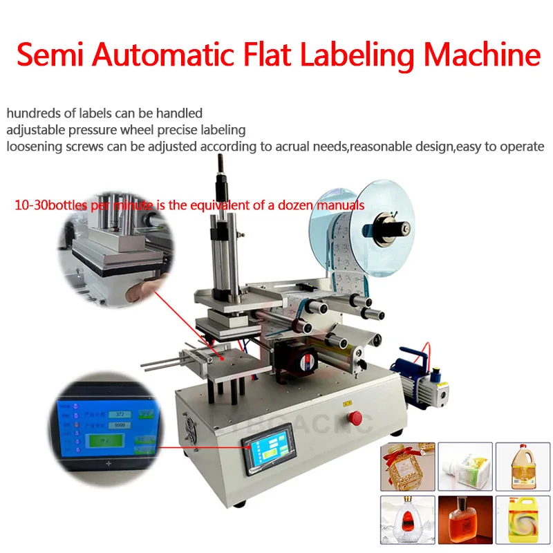 LY-61 Semi Automatic Pneumatic Flat  Labeling Machine, Bottles and Jars Labeler, Printable Labeling Sticker 220V 110V