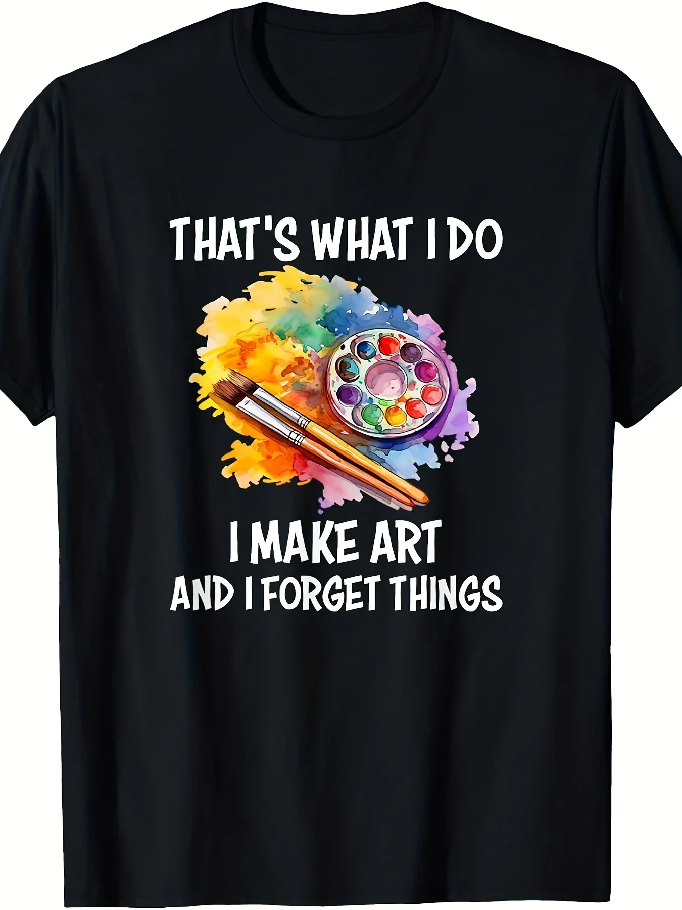 Funny Artist T-Shirt - "That's What I Do I Make Art And I Forget Things" Retro Graphic Tee with Artist Drawing Pencil & Easel Suitcase Design - Casual Humorous Apparel for painters, Cartoonists, Comedy Conventions - Machine Washable