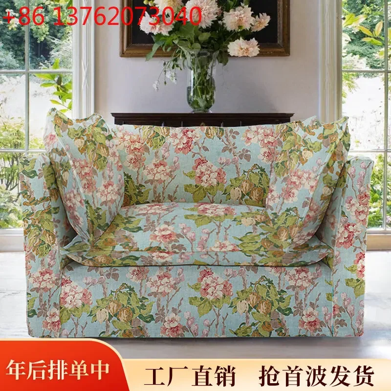 Xx French pastoral fabric sofa chair small apartment living room printed single sofa