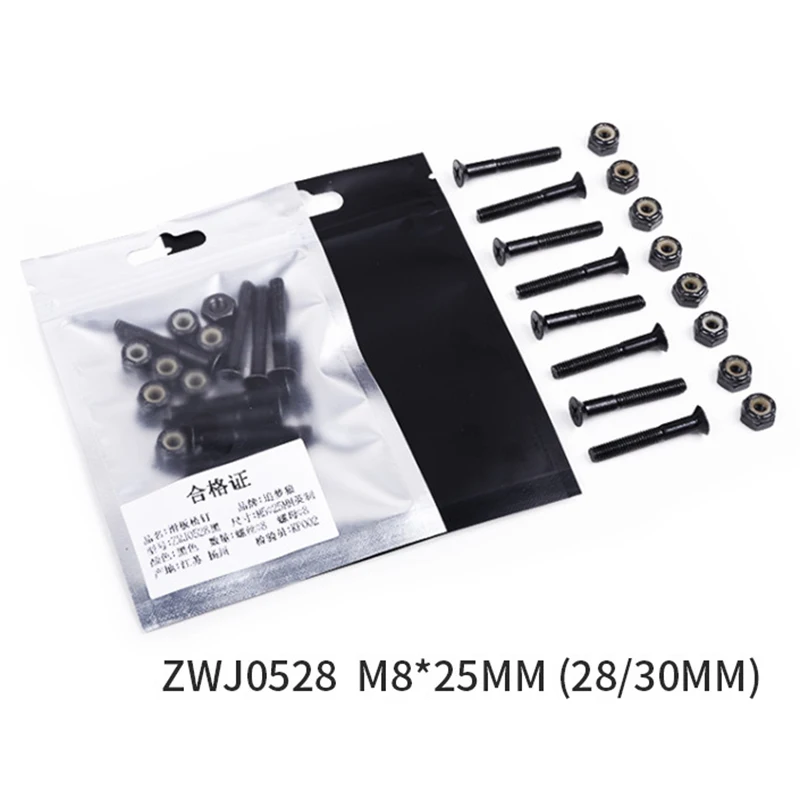 16 Pcs Ersatz Schrauben + Muttern 25-30MM Medium Carbon Stahl Schwarz/Gold Schrauben Schrauben Vier-rädern Skateboard Longboard Zubehör