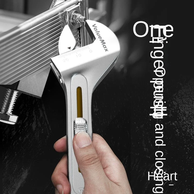 Convenient Direct Push Adjustable Wrench Right Angle Open Large Diameter Wrench Adjustable