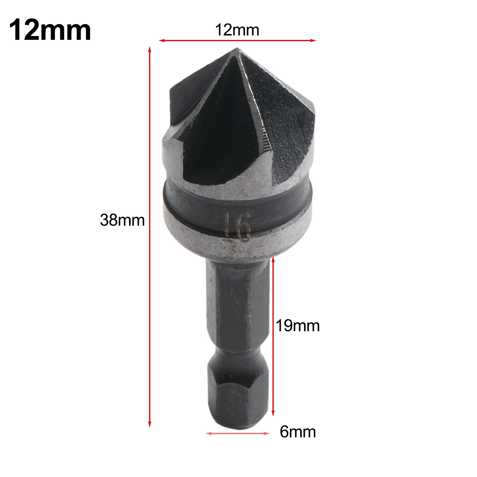 Broca de avellanado, vástago Hexagonal, de cinco cuchillas chaflán, broca Hexagonal de 90 °, herramientas eléctricas para carpintería, 3 unidades