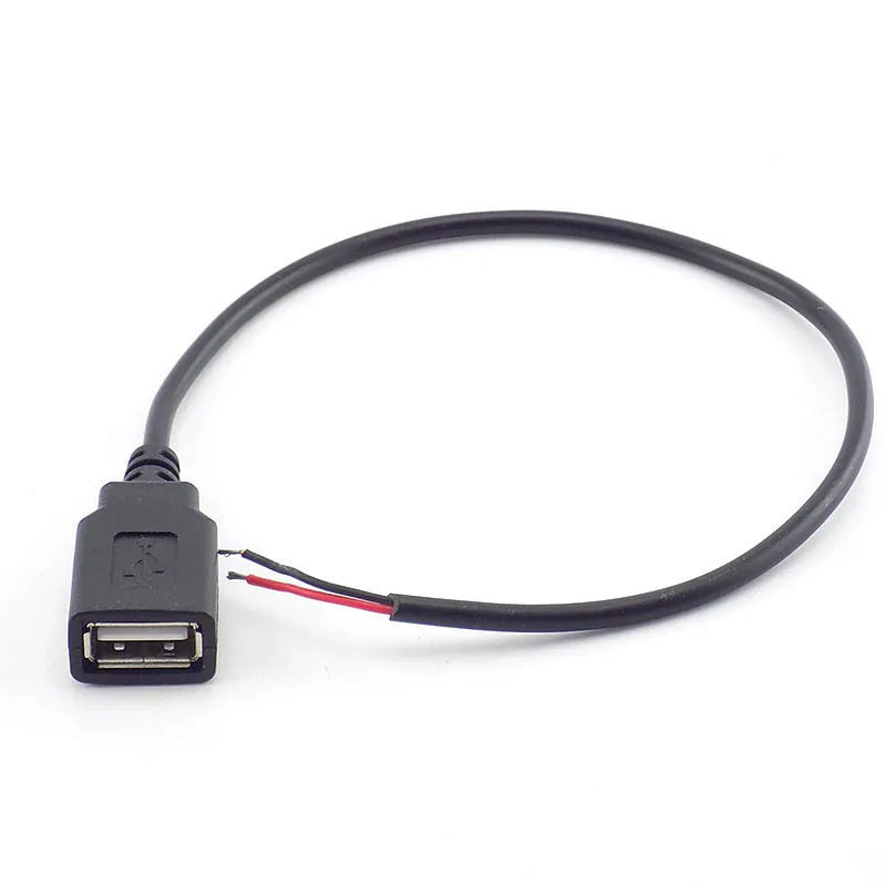 0.3/1/2M USB 2.0 Type A Female 2 Pin DIY Extension Power Cable DC 5V Power Supply Adapter Charge Connector Wire B5