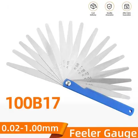100B17 필러 게이지 미터 크기 0.02-1mm 두께 게이지 세트 밸브 밸브의 단풍 측정 프로브 간격 용 점화 플러그 간격