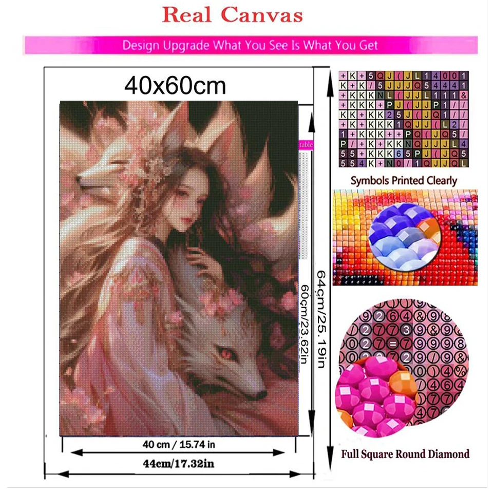 Fantasy Fox Fairy Diamond Painting New 2024 Full Square Round Drill Diy Crystsal Puzzle Mosaic Anime Portrait Home Decor