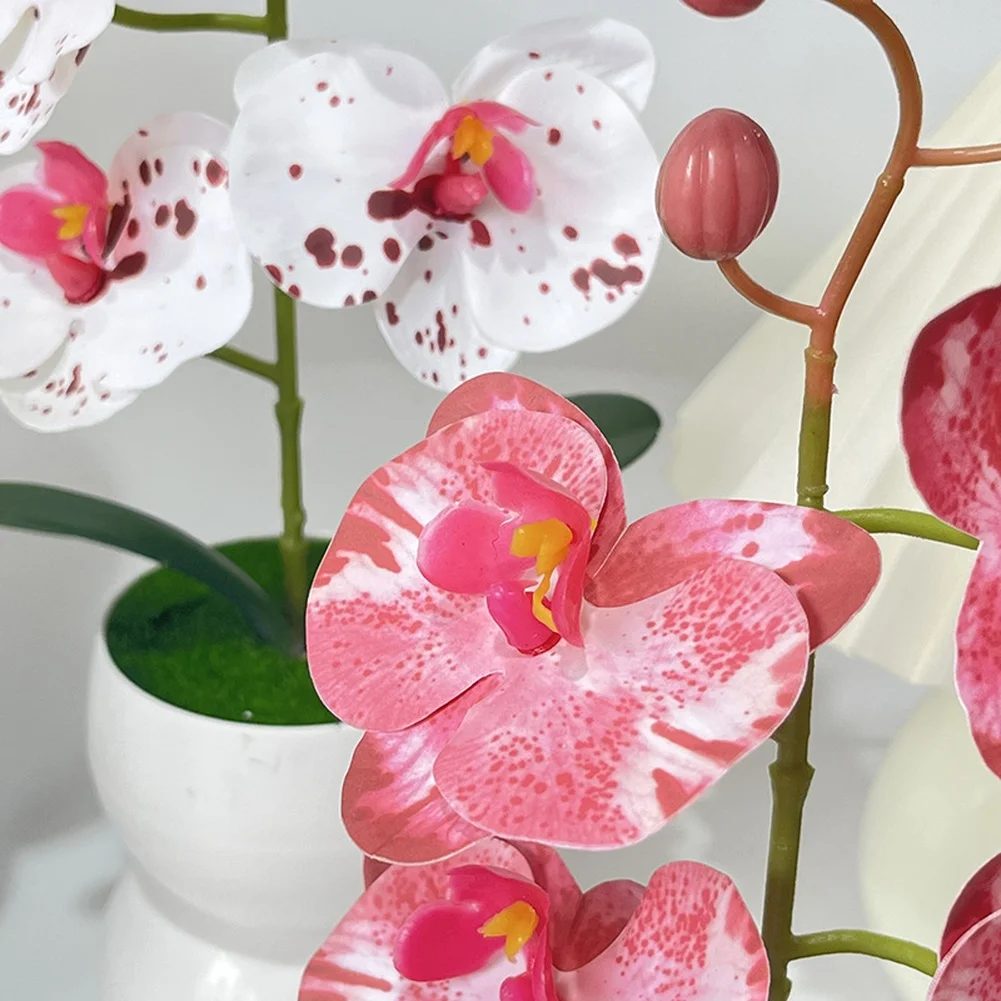 Artificial for orchid for Interior Design Living Room Bedroom Office Decor 12in 30.5cm White Pink Purple Orange Film Material