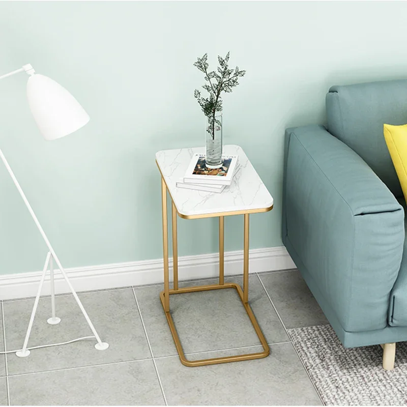 Gold Circle Solid Wood Side Table - Iron Frame, Modern Round Coffee Table, Stylish Living Room Furniture Decor