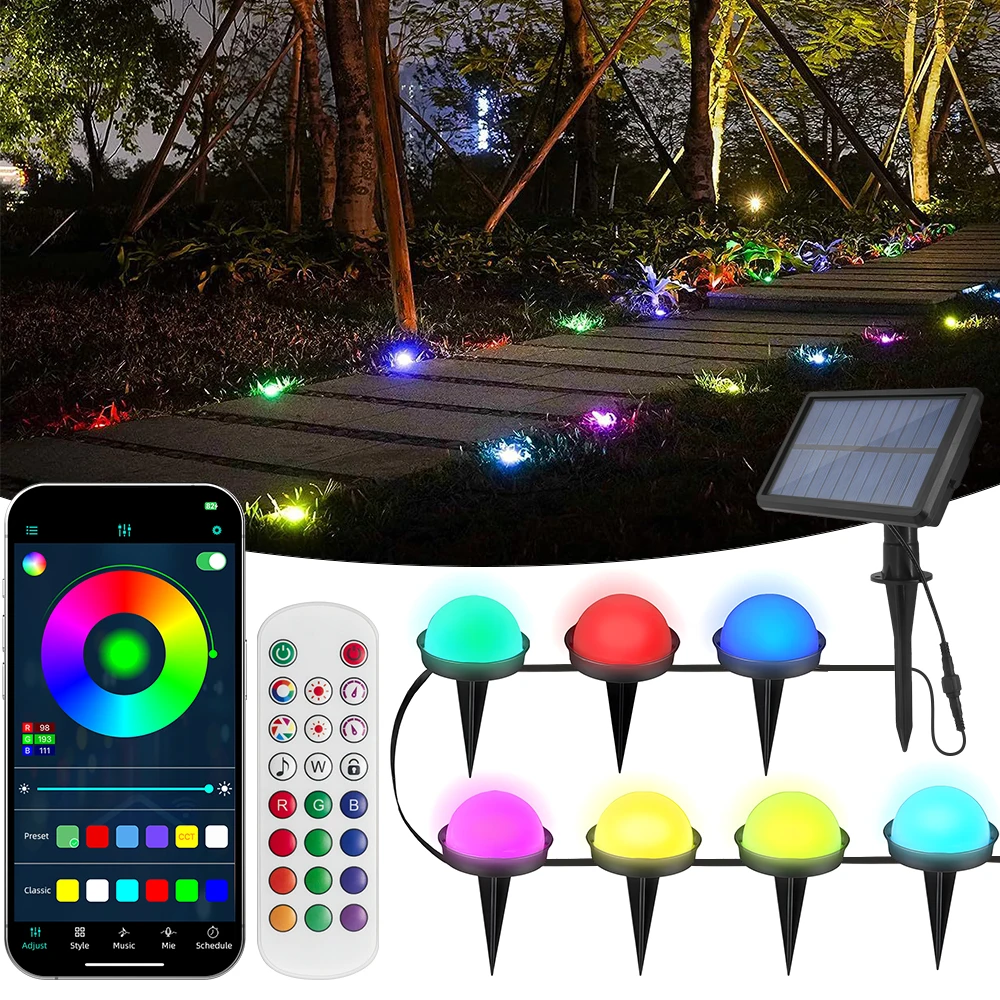 

Управляемая интеллектуальным приложением, 55,8 футов, солнечная заземленная светодиодная лента RGB с 25 светодиодами, наружные прожекторы для палуб, газонные светильники, садовые патроны