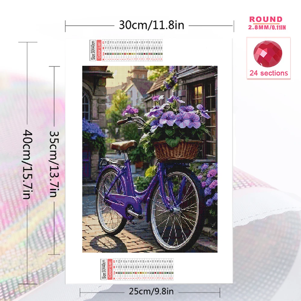 Momoart 5D Diamond Painting Bicycle Acrylic Craft Supplies Diamond Mosaic Flower DIY Embroidery Cross Stitch Wall Decoration