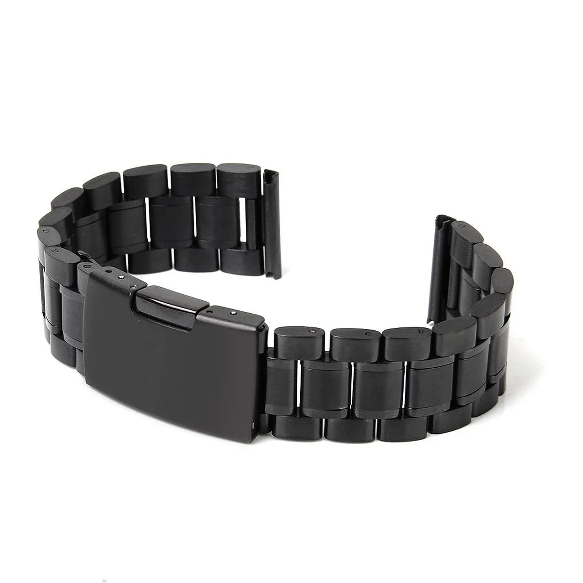 

2pcs 18Mm Stainless Steel Watch Band Black Straight End Solid Links Foldover Clasp 20Mm Strap For Men Durable Bracelet Accessory