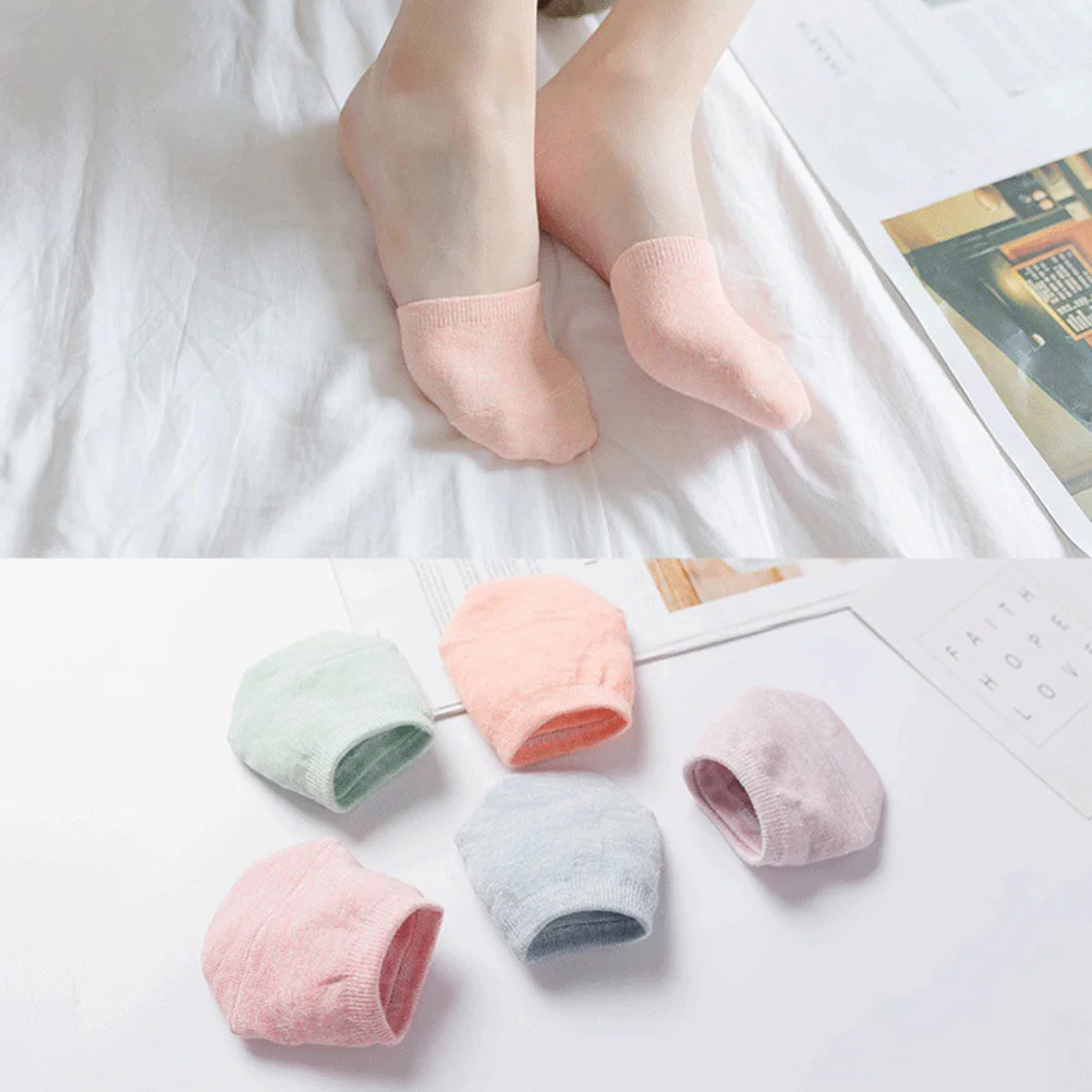 

5pcs Premium Cotton Half Skidproof Toe Cover Comfortable Forefoot Invisible Design Machine Washable Short For Travel Business