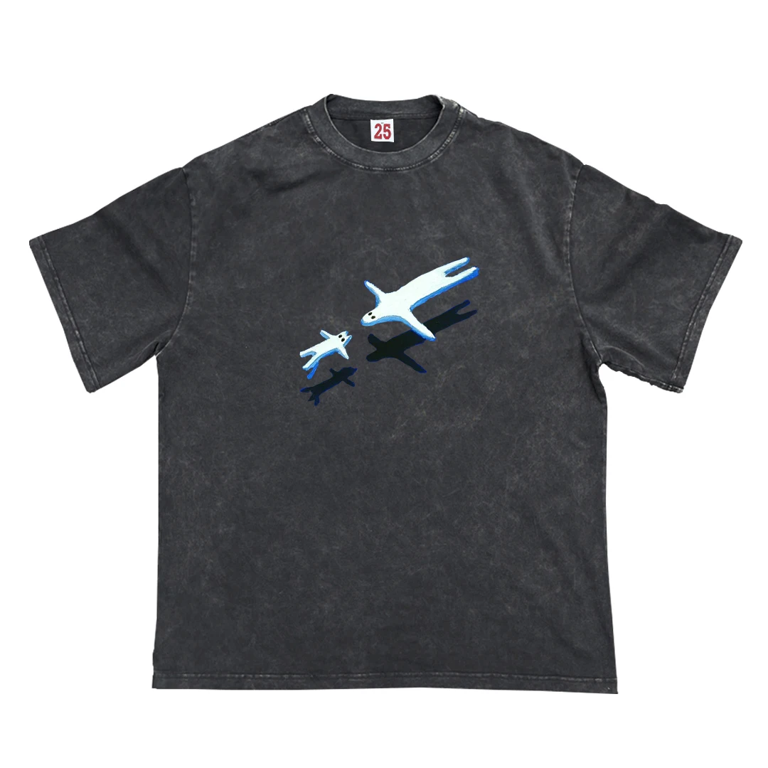 

Футболка унисекс Heavyweight 240G в американском хип-хоп стиле, из смесового хлопка и полиэстера, с круглым вырезом, летняя.