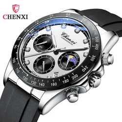 2024 CHENXI Mens Watch Top Brand Casual Fashion Silicone Quartz Watches For Men Waterproof Sports Chronograph Clock Male