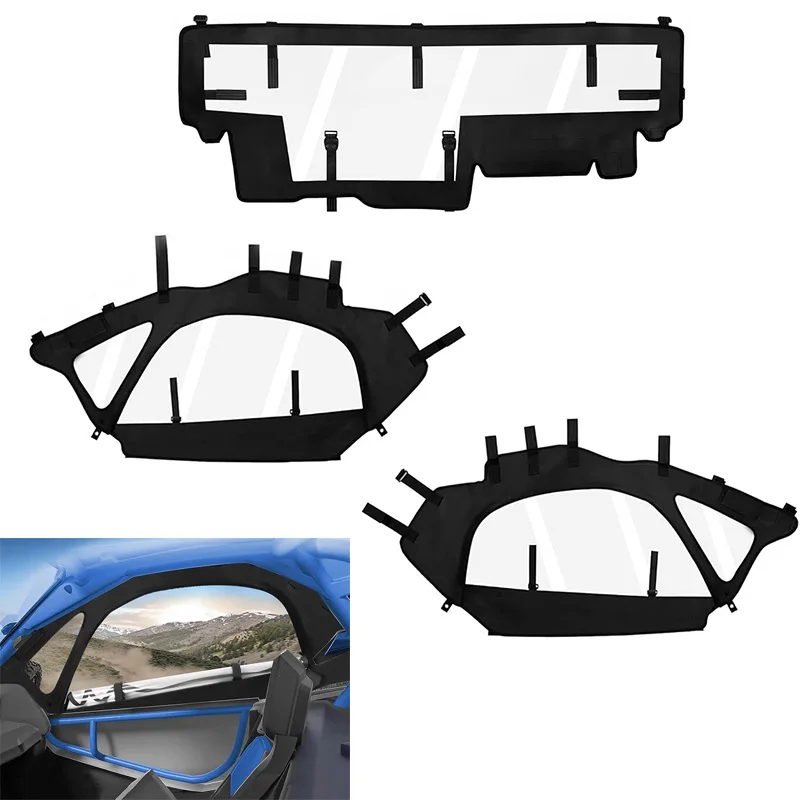 UTV Soft Upper Door Enclosure Set + Rear Windshield Window Compatible with Can-Am X3 2-Seater Models 2017-2024