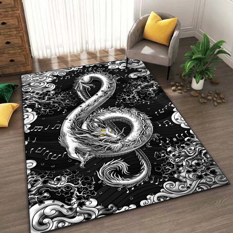 Dragon Notes Art Pattern Floor Rug 15Sizes Living Room Bedroom Bedside Bathroom Floor Mat Home Area Rug Carpets Room Decor Gift