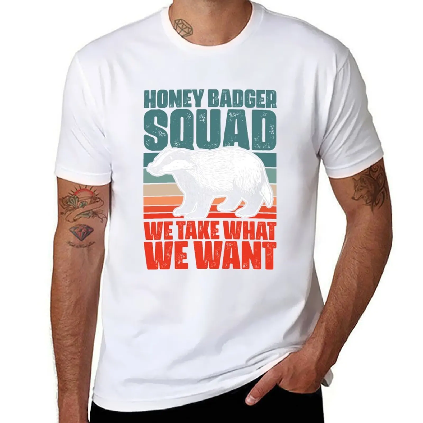 

Футболка в стиле ретро Honey Badger Squad For A Ratel Fanatic Honey Badgers, мужские облегающие футболки