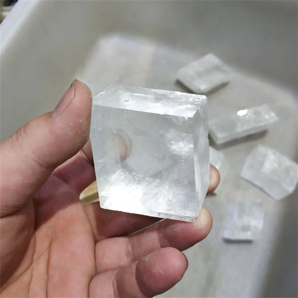 Wholesale Clear Optical Calcite Raw Cube Iceland Spar Slab Natural Stone Energy Rough Crystal Minerals Healing Stones Witchcraft
