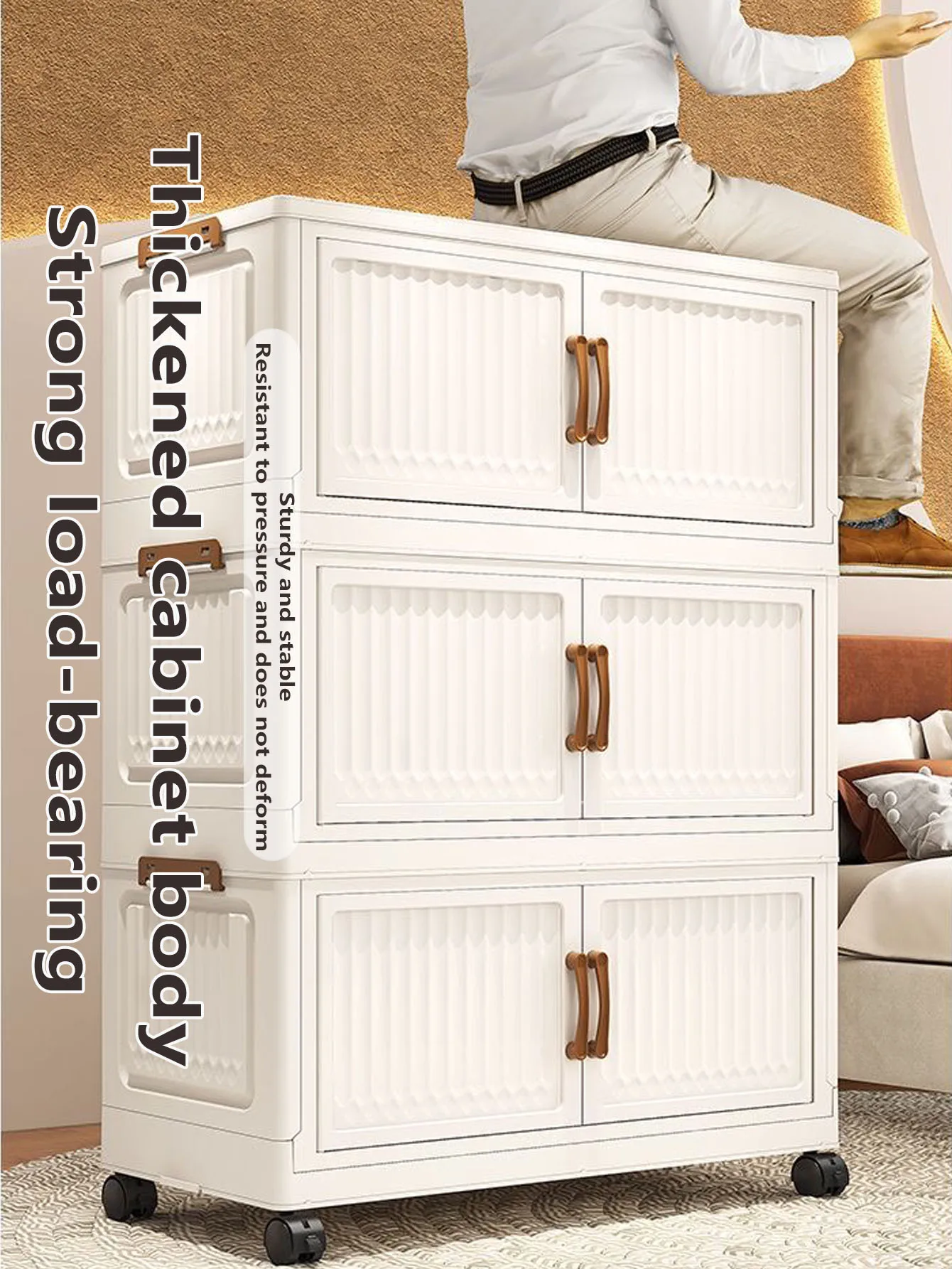 Foldable No-Install Multi-Layer Plastic Baby Wardrobe Clothing Storage Cabinet for Home Living Room Bedroom Storage Box