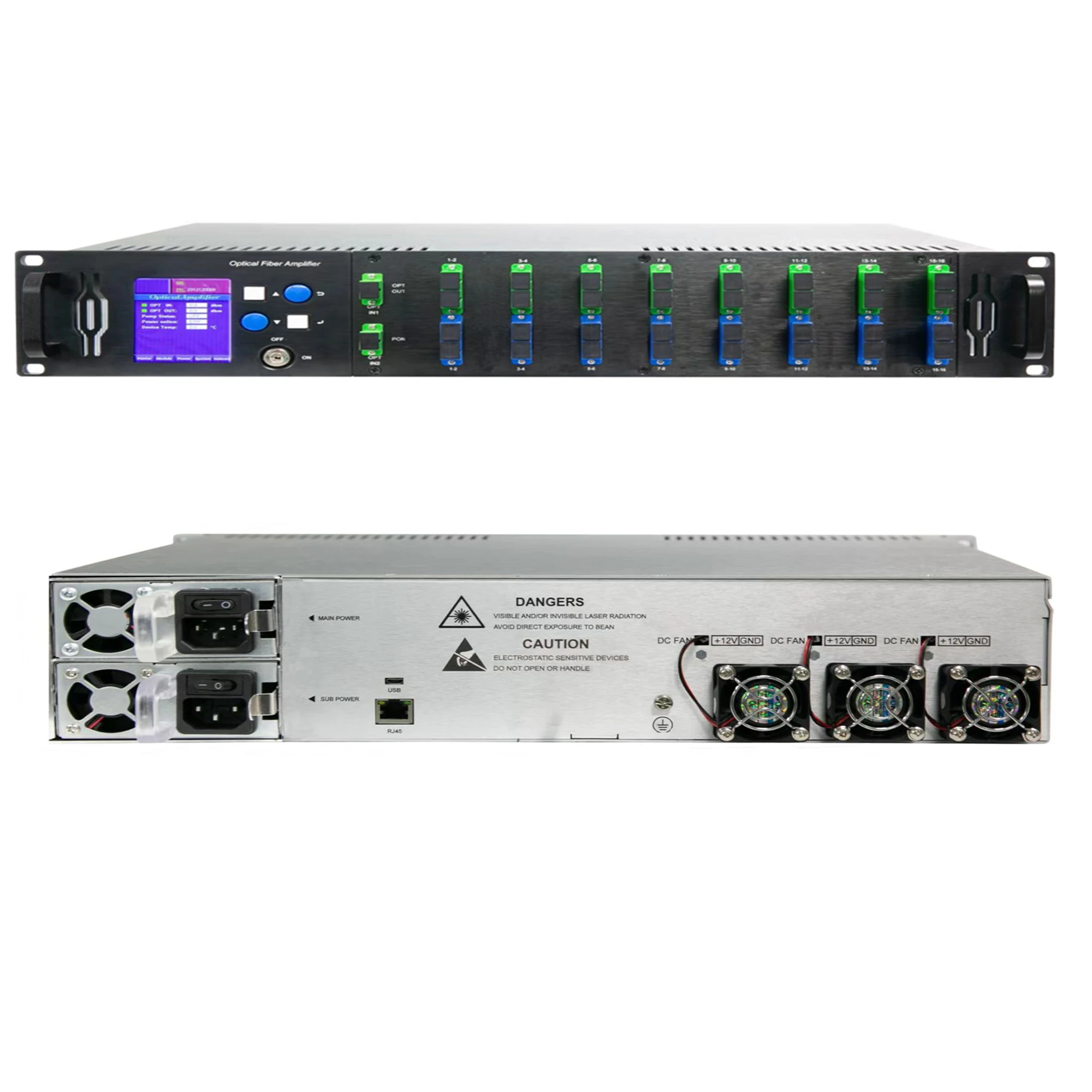 1550nm High Power Er/Yb Doped Fiber Amplifier 8 16 32 port x23db+WDM EDFA SNMP WEB CATV IPTV Internet FTTH optical equipment